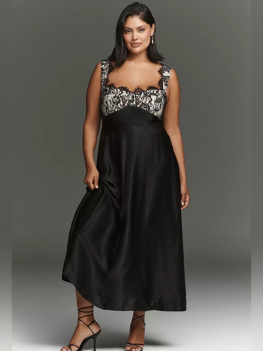 Maeve Anthropologie Jocelyn Sleeveless Lace Satin Midi Dress size medium NEW